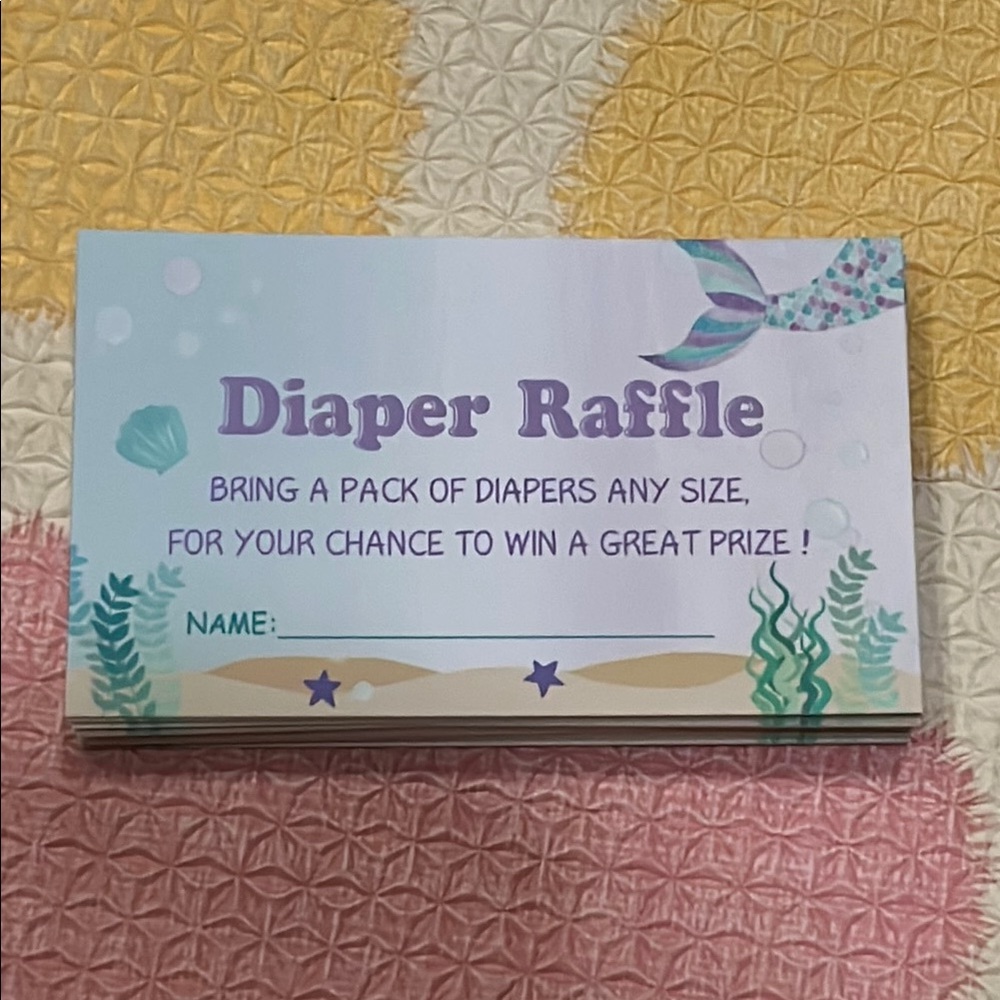Mermaid Theme Diaper Raffle Cards NEW